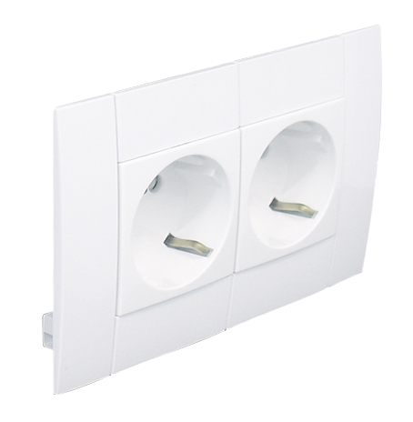 Tomada Dupla Schuko Modular com Obturador L75 - 4 Módulos