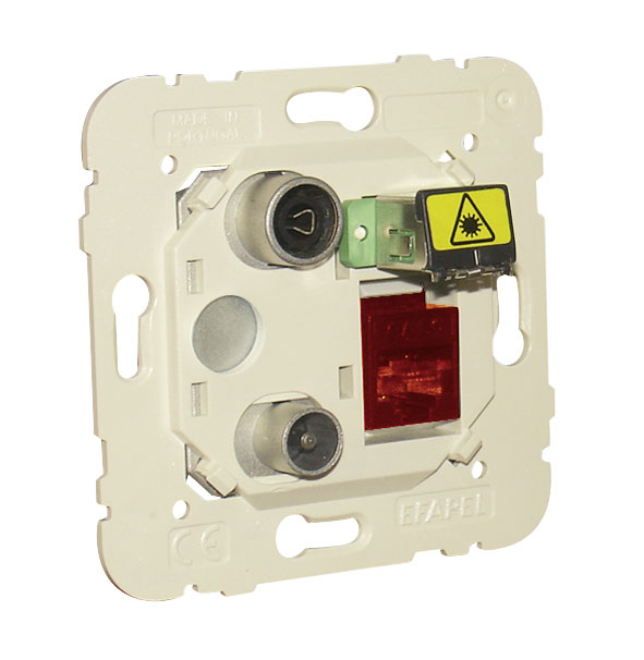 R - TV - RJ45 Cat. 6 UTP - FO SC-APC Multimedia Socket for Star Connection